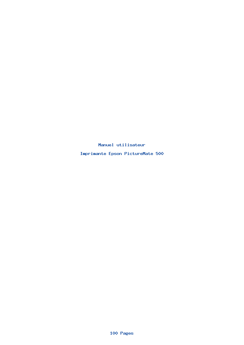 Page 1 de la notice Manuel utilisateur Epson PictureMate 500