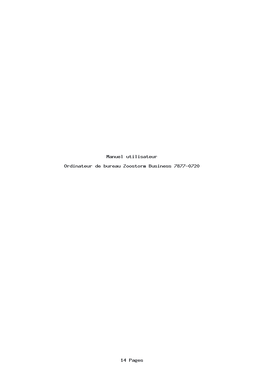Page 1 de la notice Manuel utilisateur Zoostorm Business 7877-0720