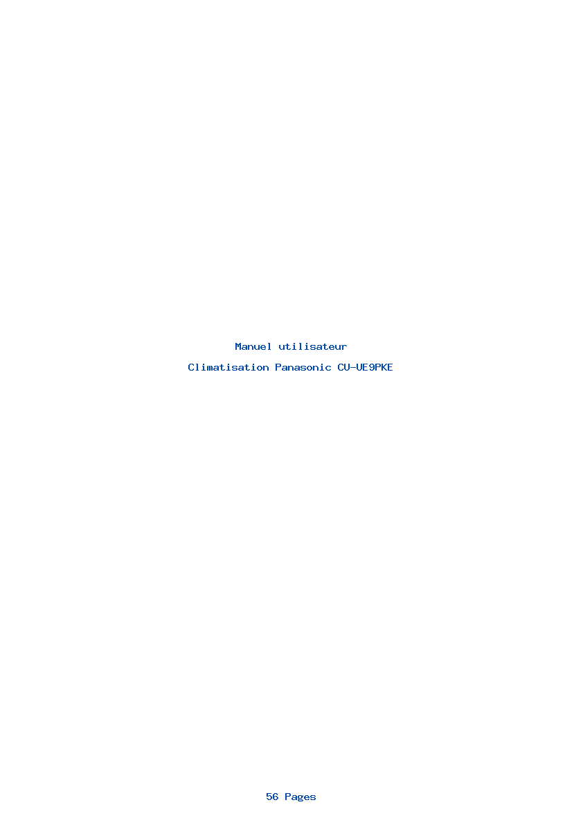 Page 1 de la notice Manuel utilisateur Panasonic CU-UE9PKE