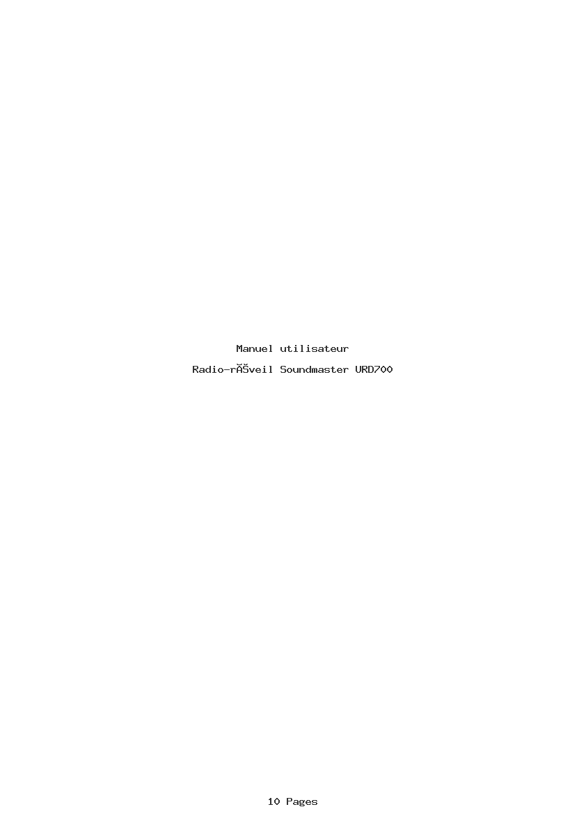 Page 1 de la notice Manuel utilisateur Soundmaster URD700