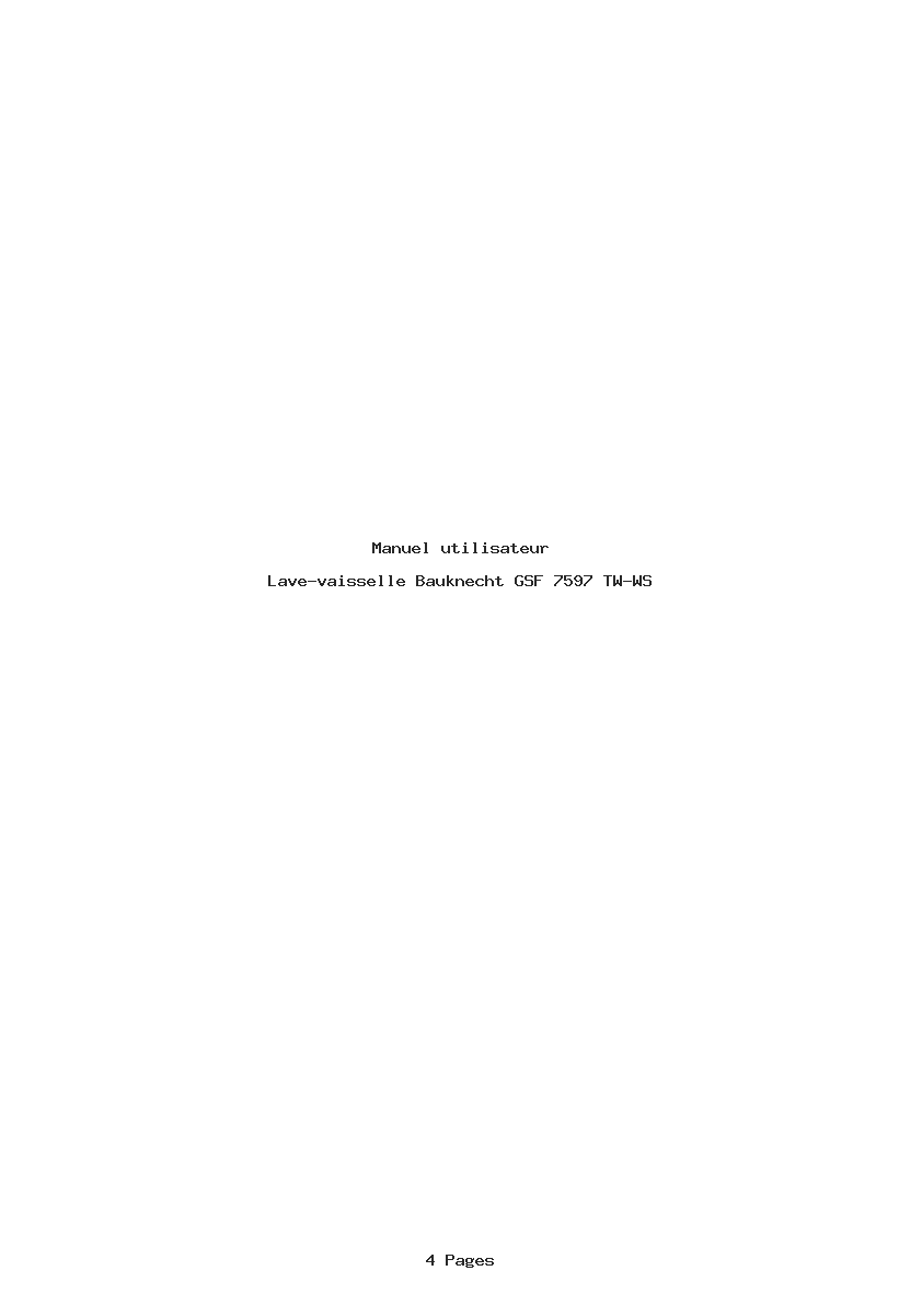 Page 1 de la notice Manuel utilisateur Bauknecht GSF 7597 TW-WS