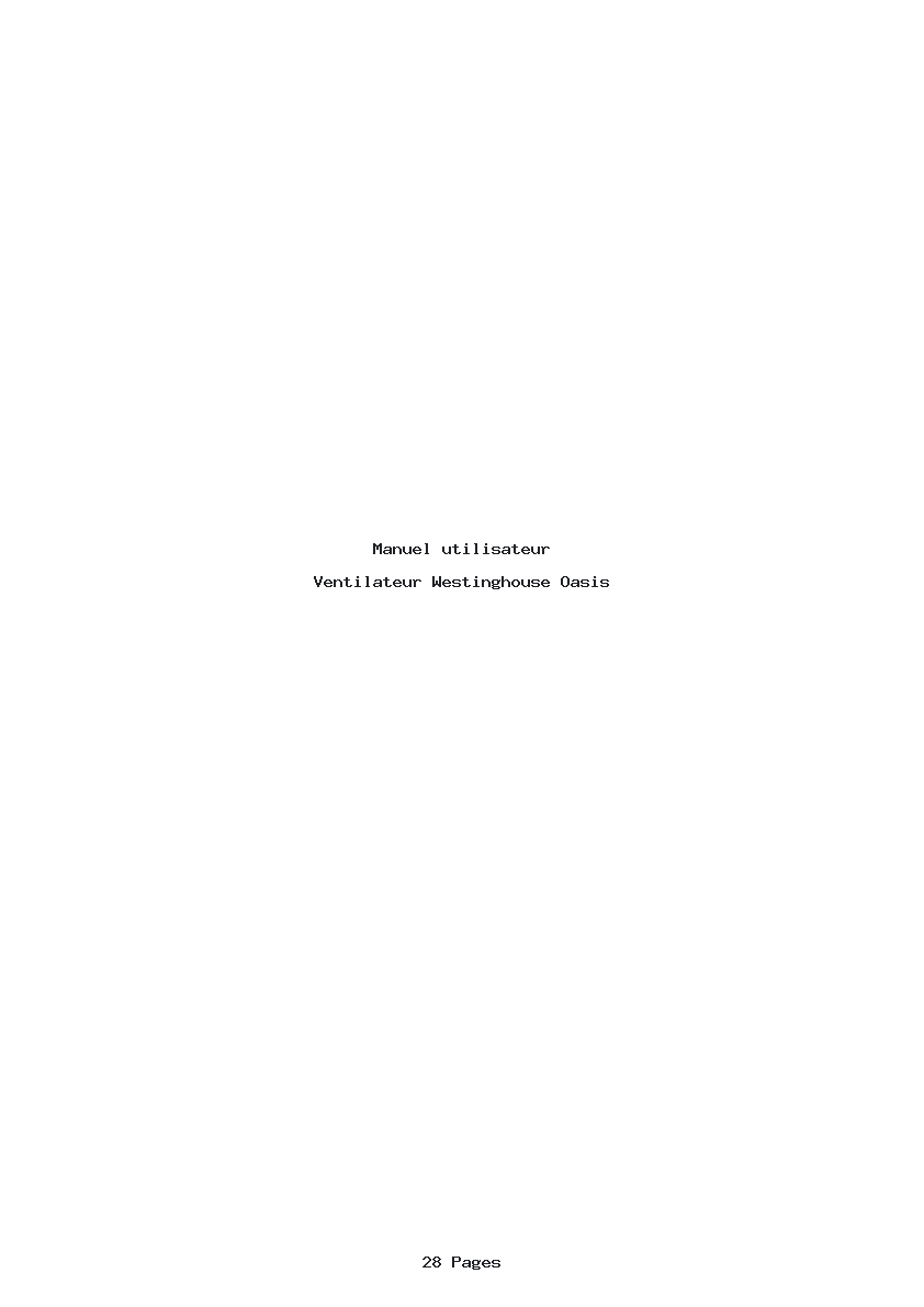 Page 1 de la notice Manuel utilisateur Westinghouse Oasis