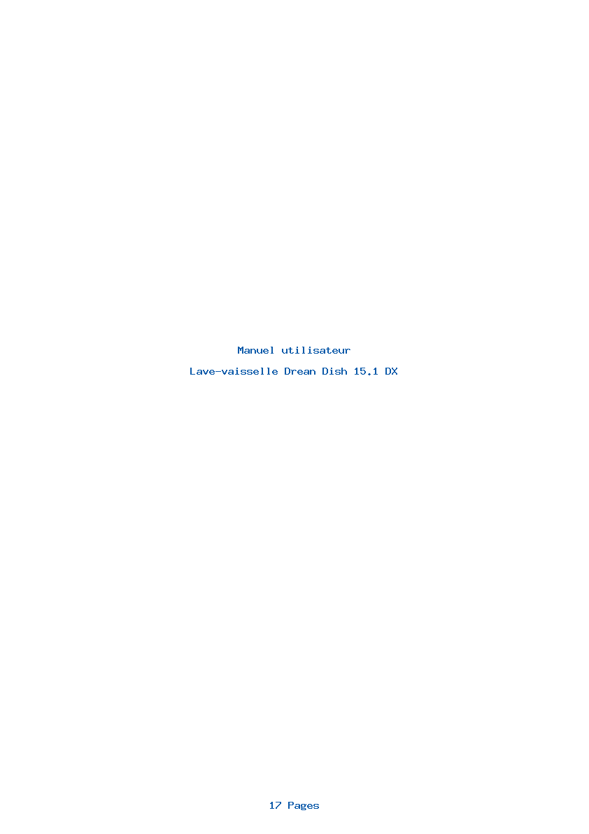 Page 1 de la notice Manuel utilisateur Drean Dish 15.1 DX
