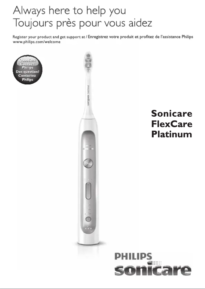Page 1 de la notice Manuel utilisateur Philips Sonicare FlexCare Platinum HX9170