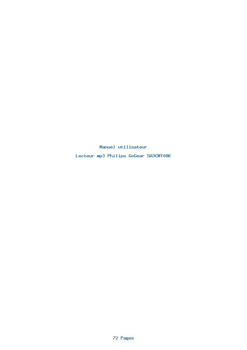 Page 1 de la notice Manuel utilisateur Philips GoGear SA3CNT08K