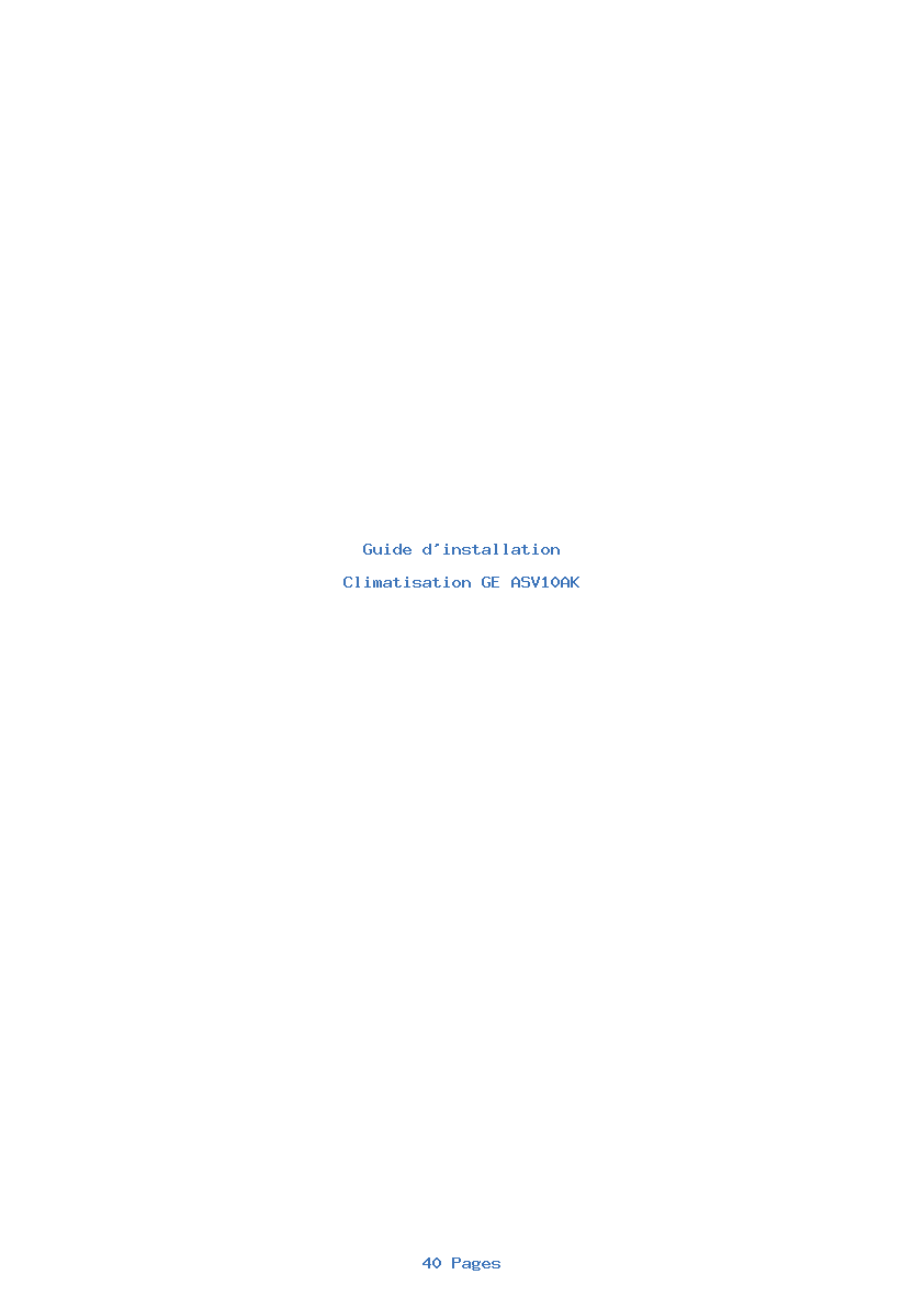 Page 1 de la notice Guide d'installation GE ASV10AK