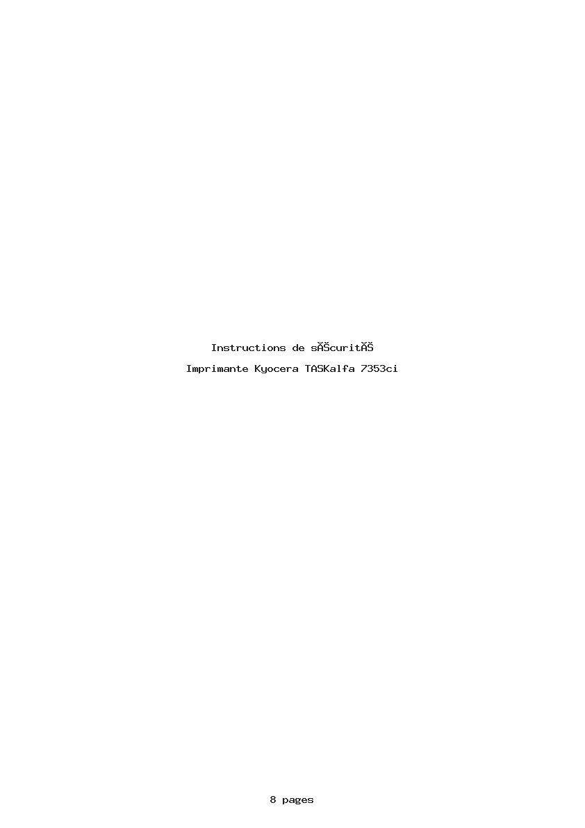 Page 1 de la notice Instructions de sécurité Kyocera TASKalfa 7353ci
