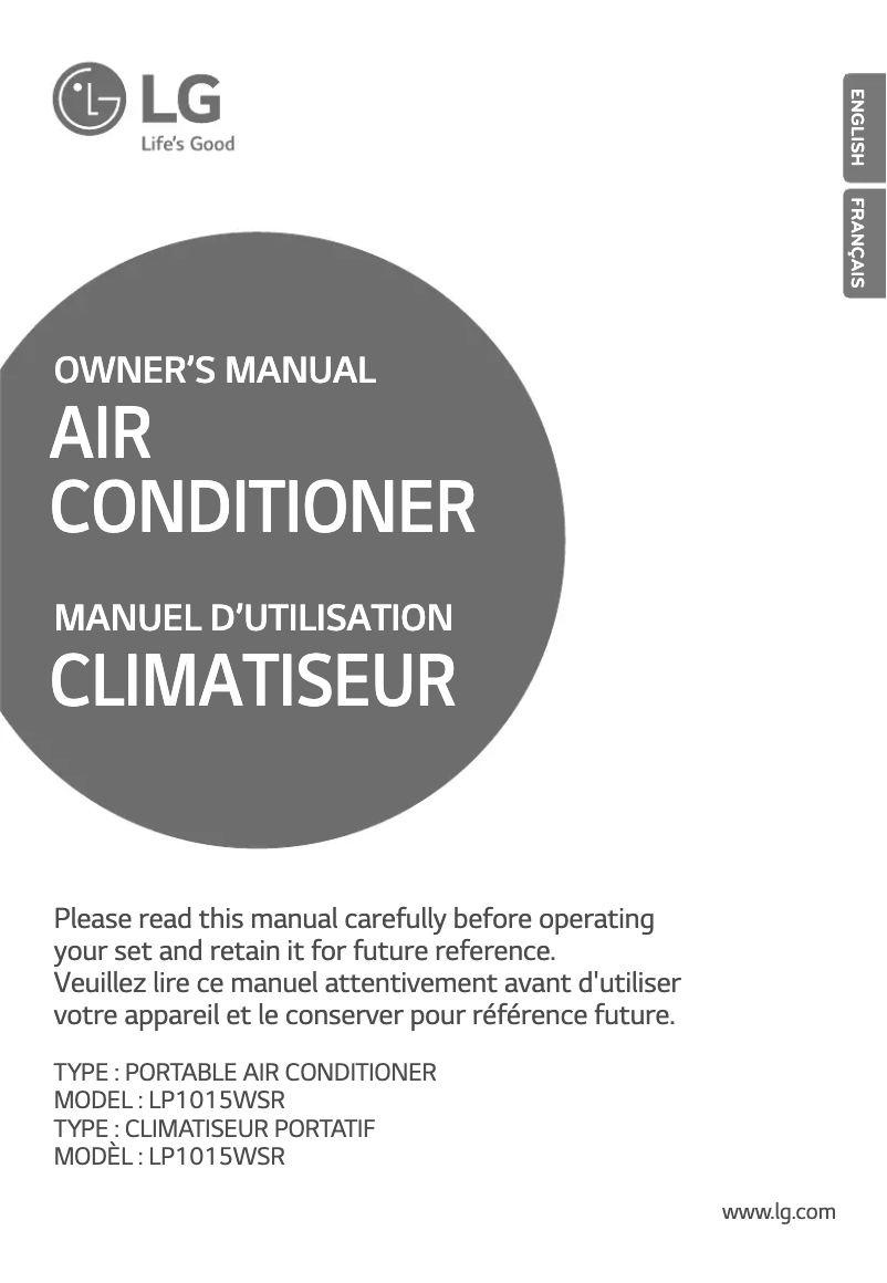 Page 1 de la notice Manuel utilisateur LG LP1015WSR