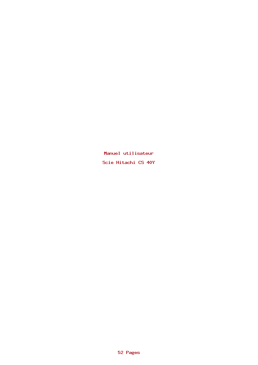 Page 1 de la notice Manuel utilisateur Hitachi CS 40Y