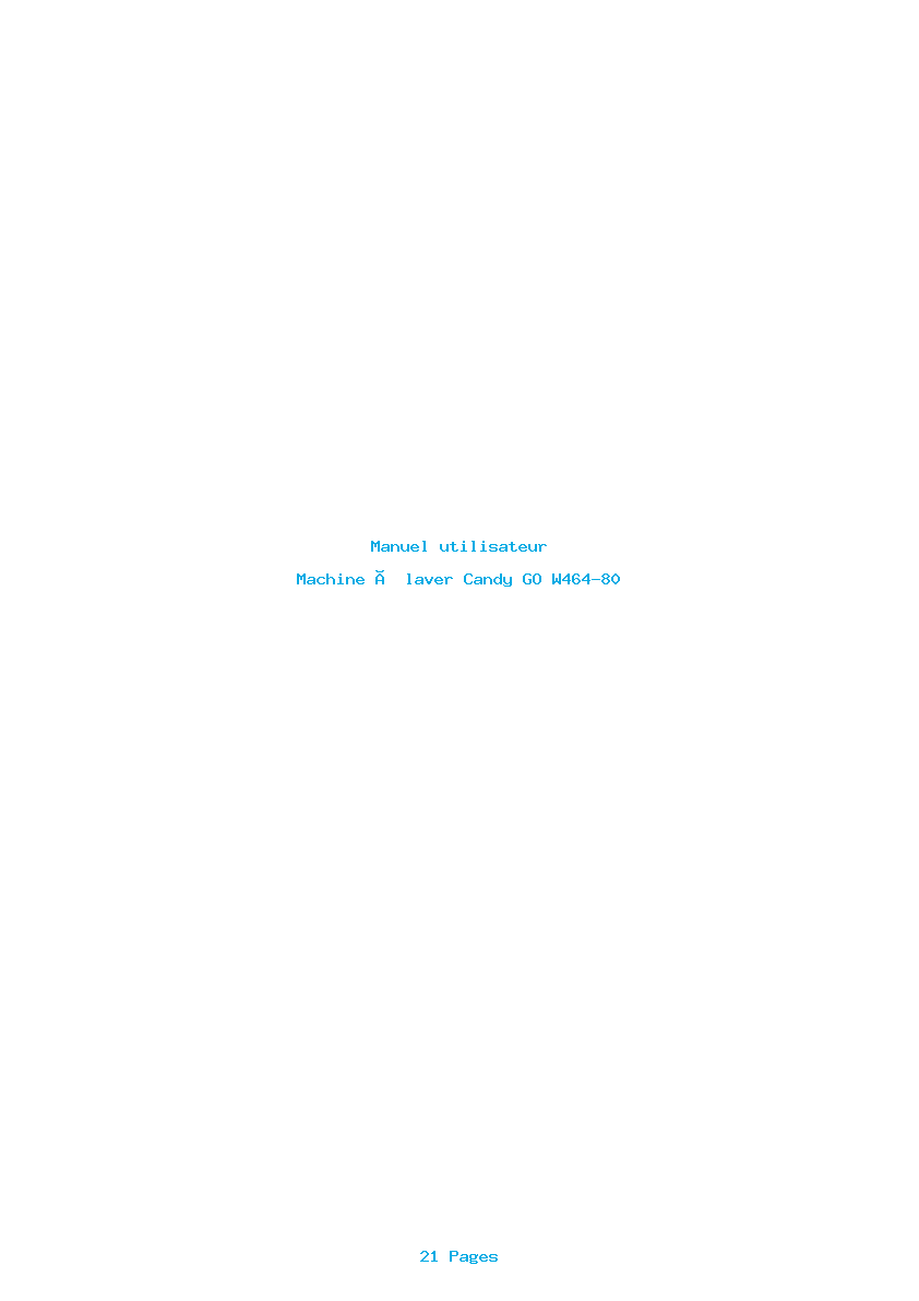 Page 1 de la notice Manuel utilisateur Candy GO W464-80