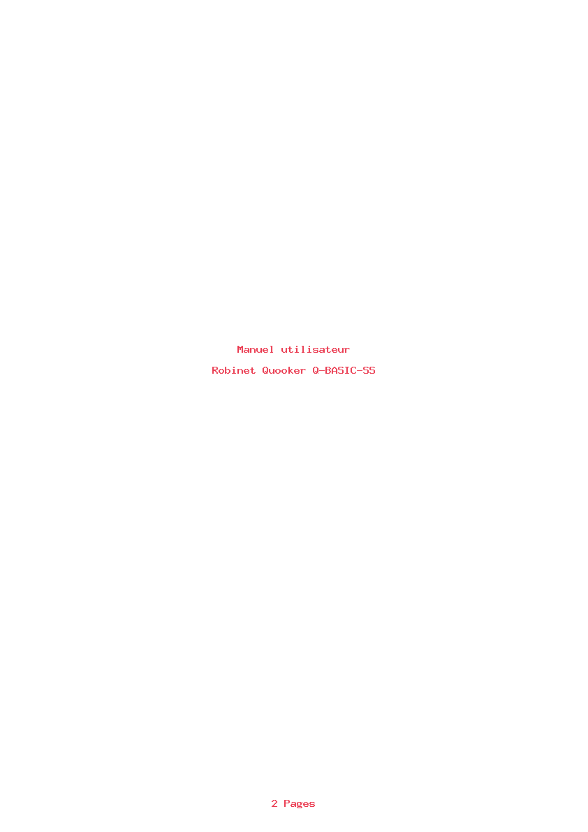 Page 1 de la notice Manuel utilisateur Quooker Q-BASIC-SS