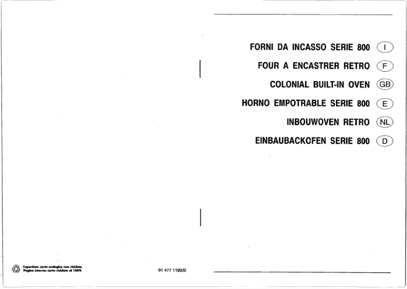 Page 1 de la notice Manuel utilisateur Smeg SE 800 MF