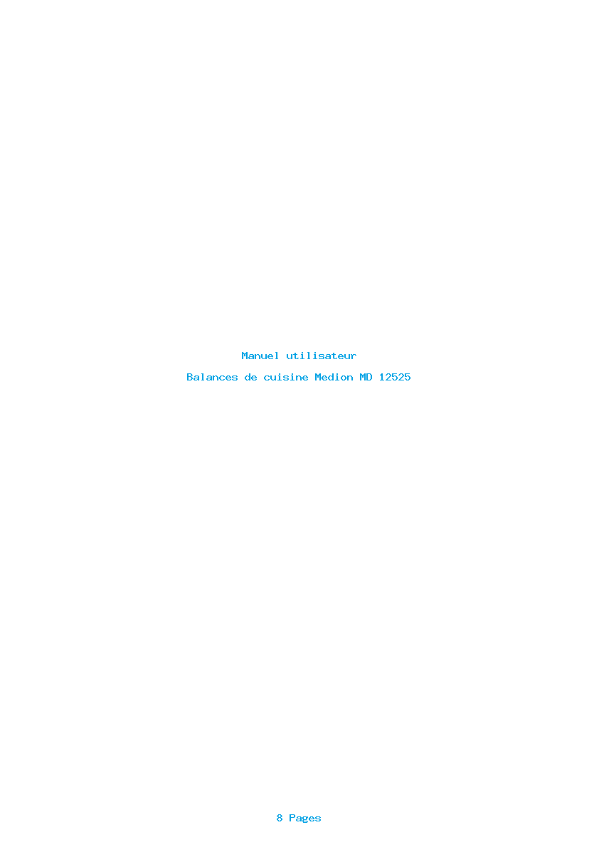 Page 1 de la notice Manuel utilisateur Medion MD 12525