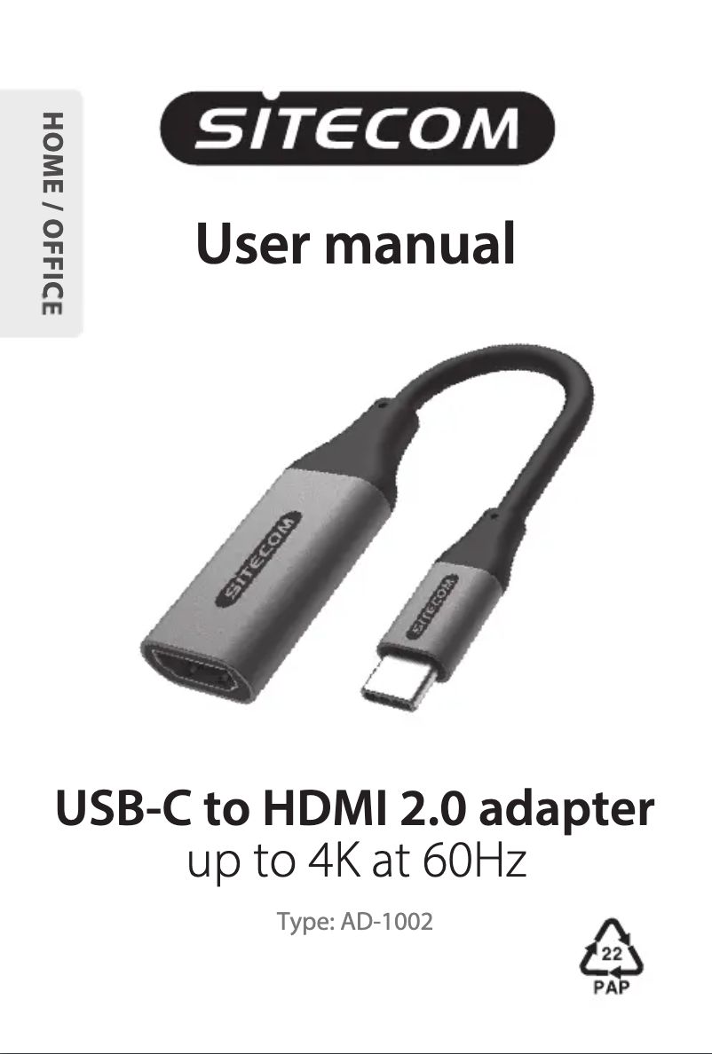 Page 1 de la notice Manuel utilisateur Sitecom AD-1002