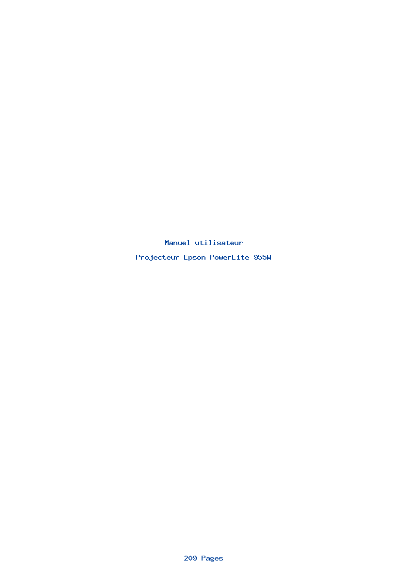 Page 1 de la notice Manuel utilisateur Epson PowerLite 955W