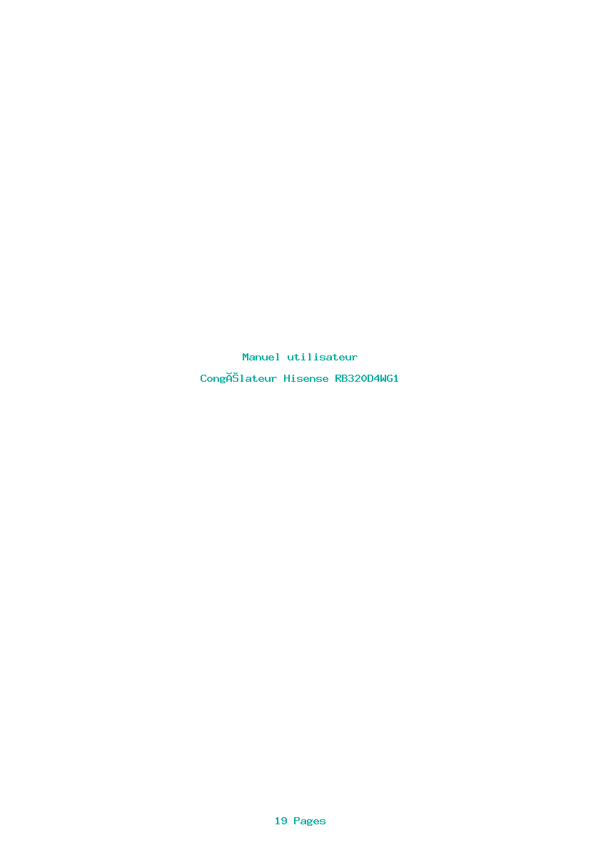 Page 1 de la notice Manuel utilisateur Hisense RB320D4WG1