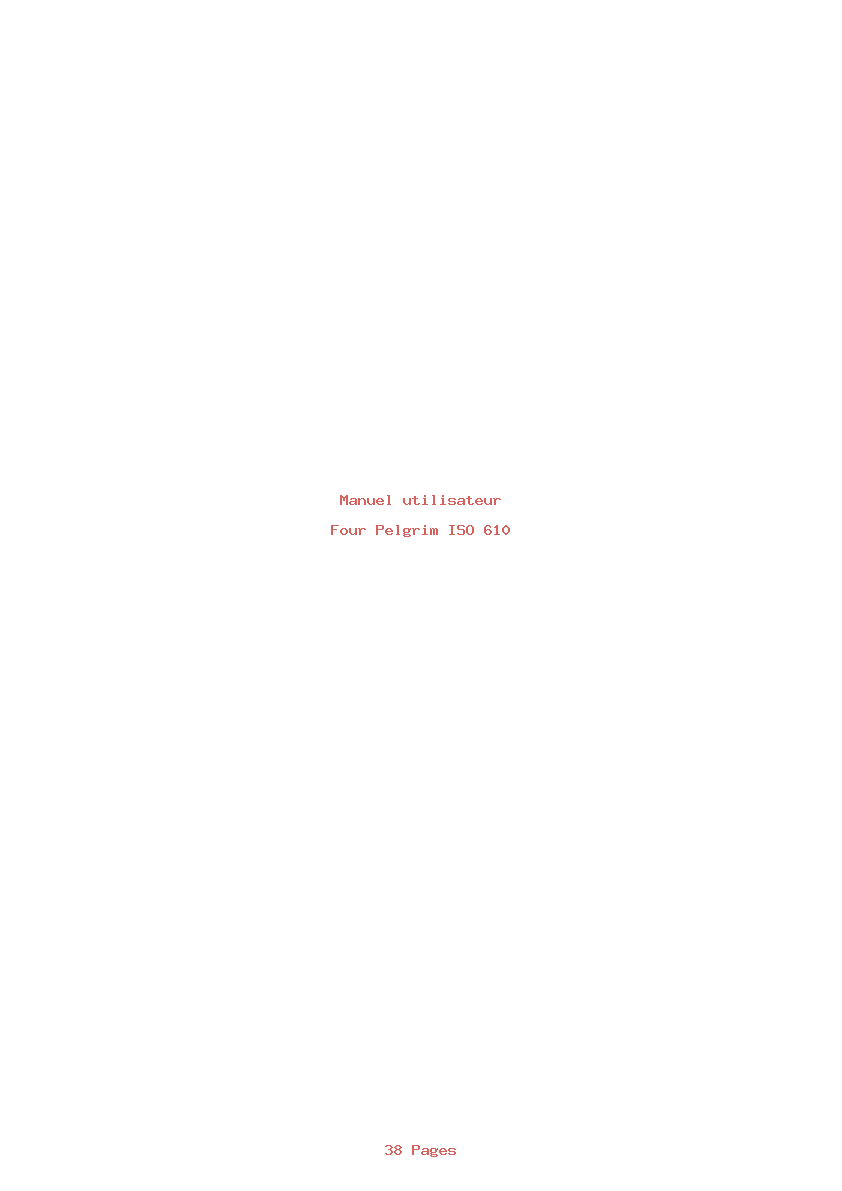 Page 1 de la notice Manuel utilisateur Pelgrim ISO 610