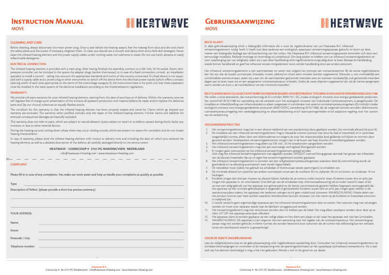 Page 1 de la notice Manuel utilisateur Heatwave Move 900