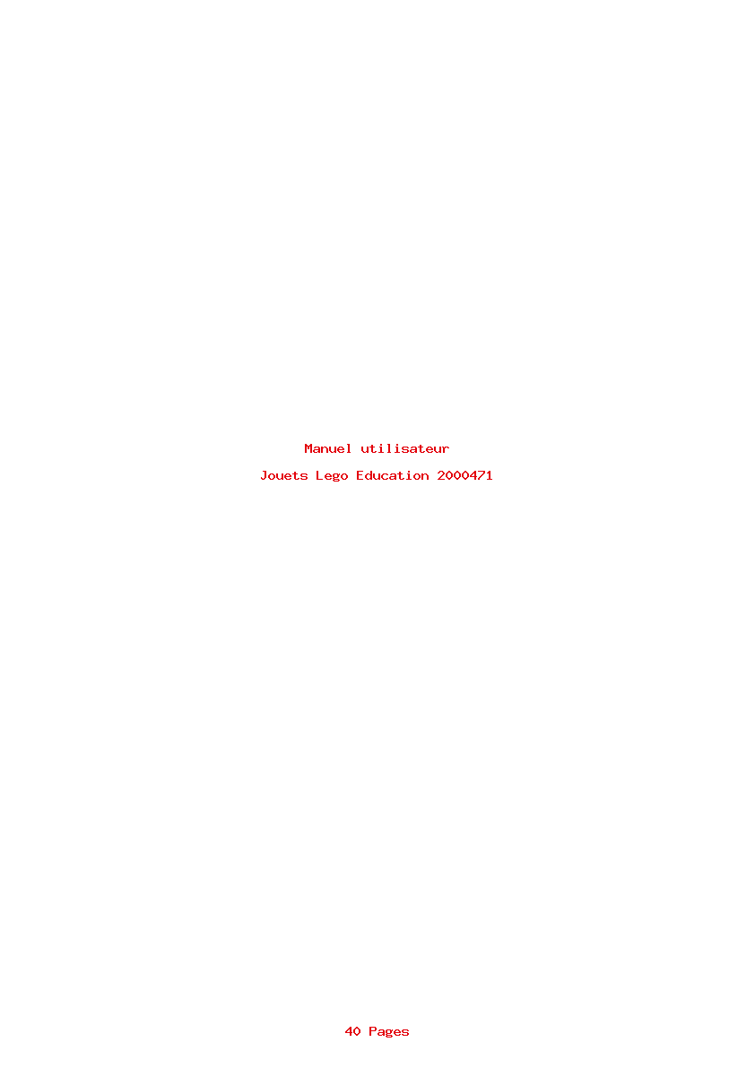 Page 1 de la notice Manuel utilisateur Lego Education 2000471