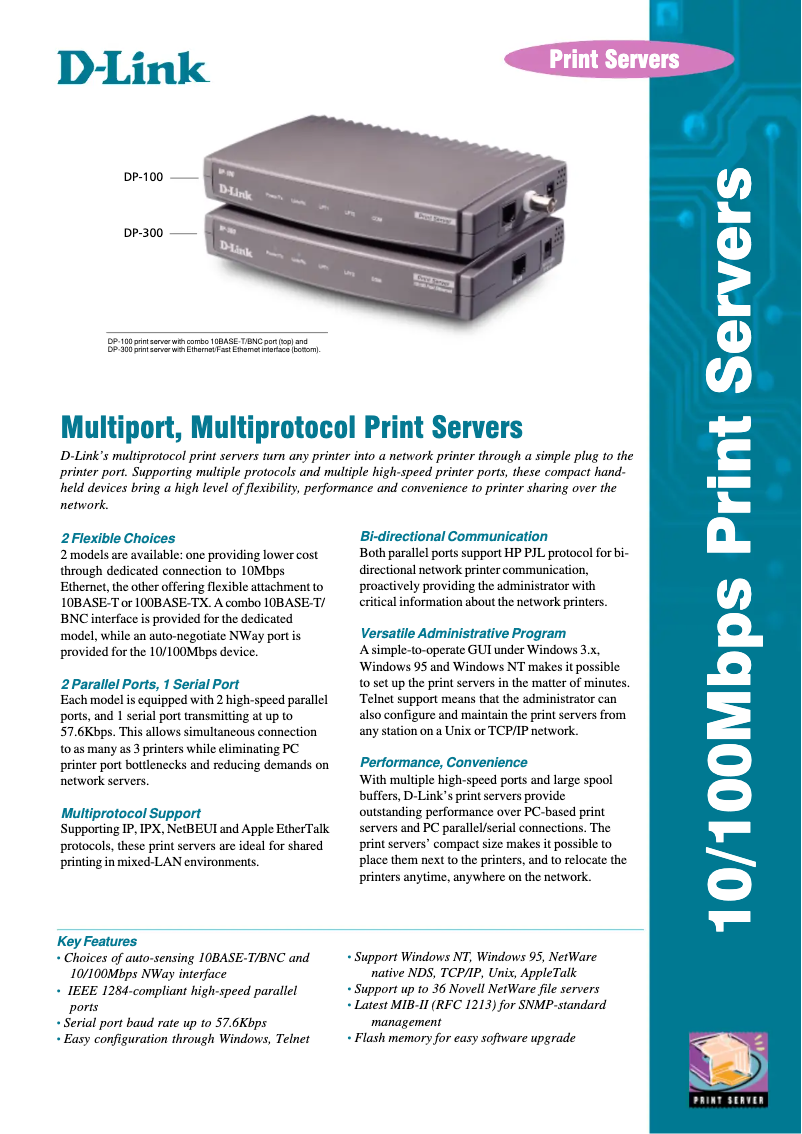 Page 1 de la notice Fiche technique D-Link DP-100