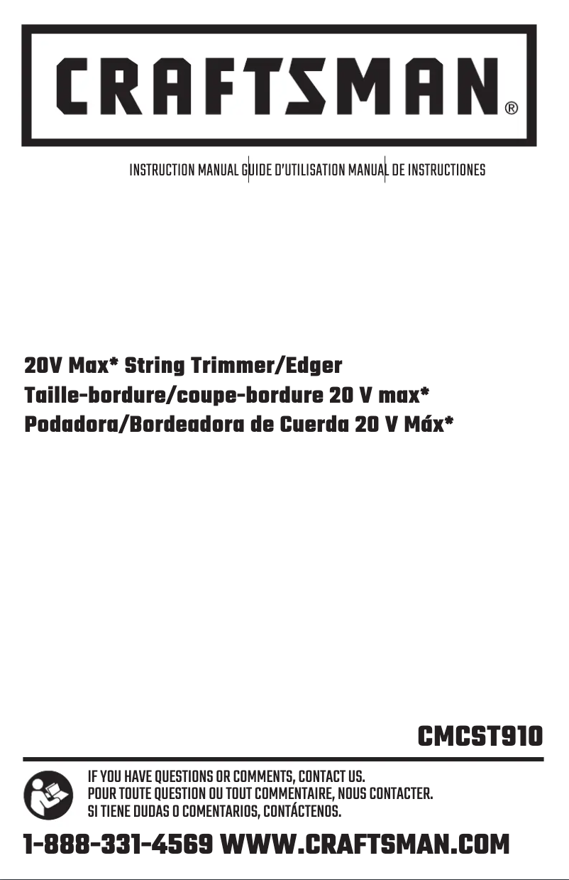 Page 1 de la notice Manuel utilisateur Craftsman CMCST910