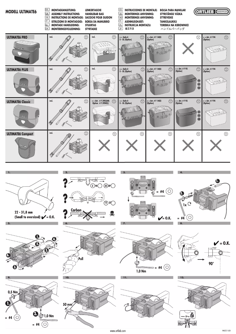 Página 1 del manual Manual de usuario Ortlieb Ultimate 6 M Free