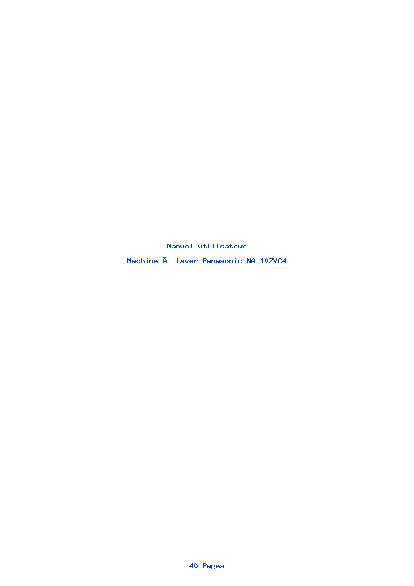 Page 1 de la notice Manuel utilisateur Panasonic NA-107VC4