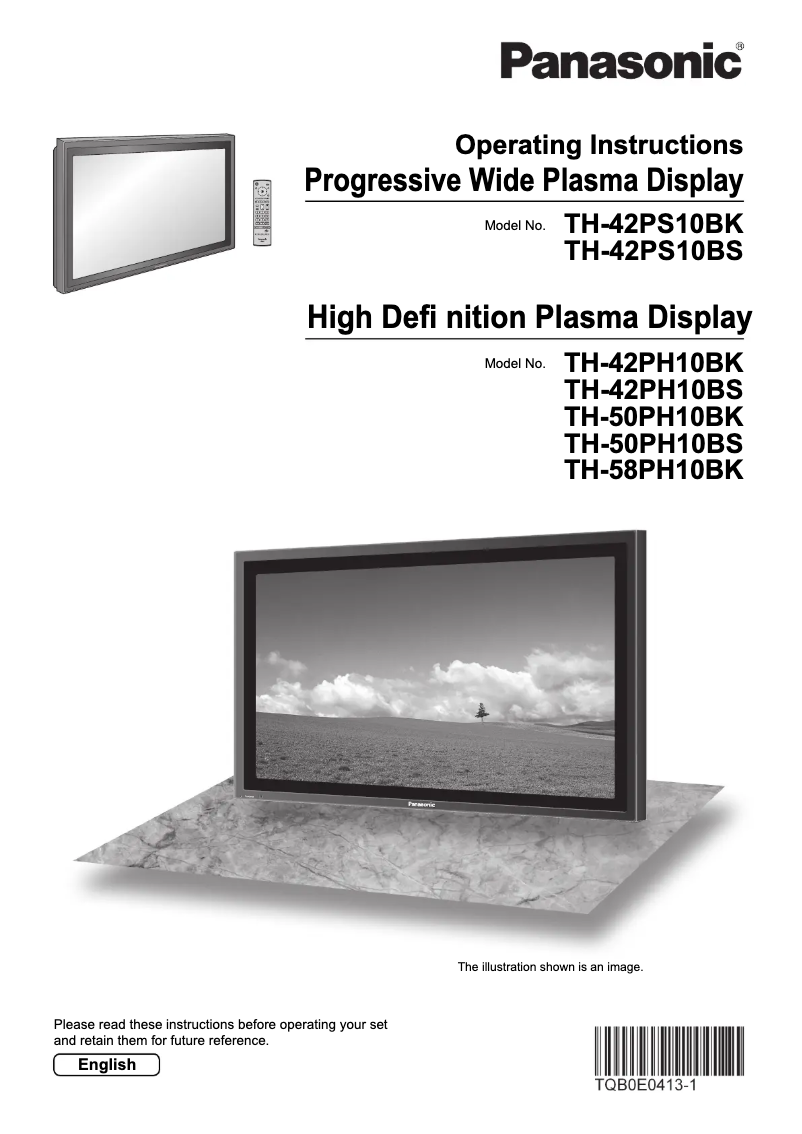 Page 1 of the manual User Manual Panasonic TH-50PH10BK