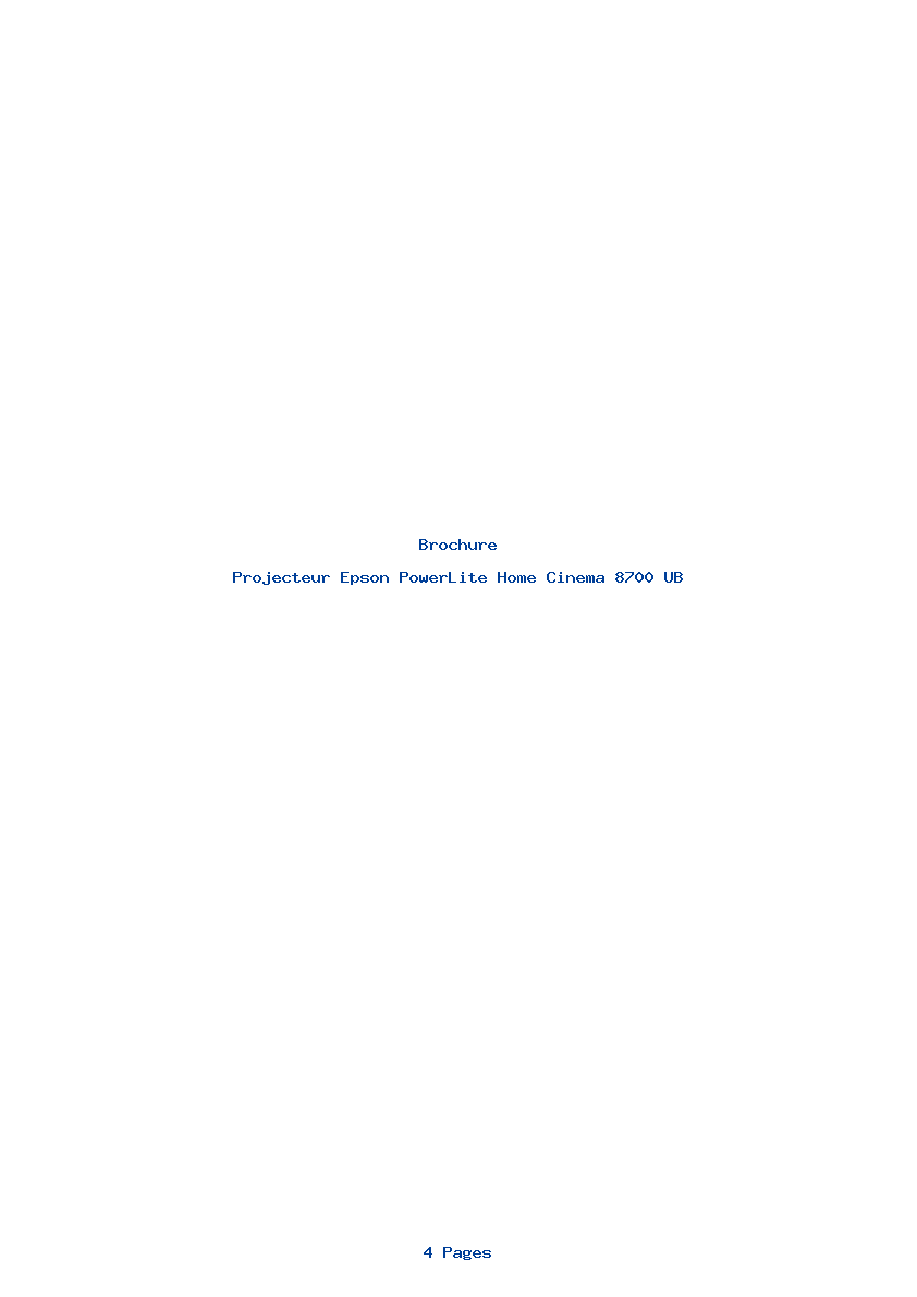 Page 1 de la notice Brochure Epson PowerLite Home Cinema 8700 UB