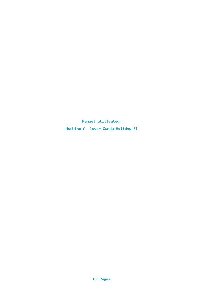 Page 1 de la notice Manuel utilisateur Candy Holiday 81