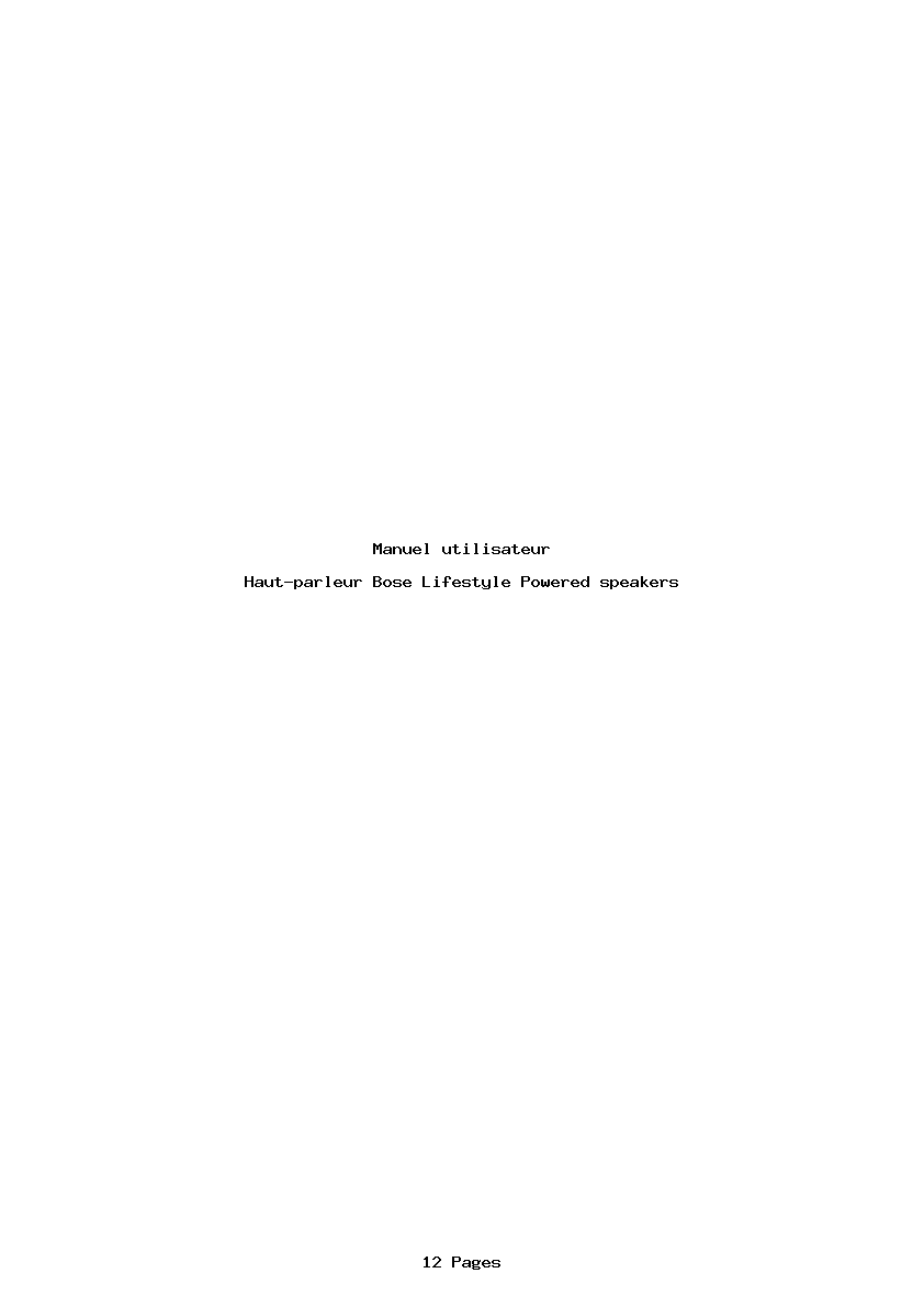 Page 1 de la notice Manuel utilisateur Bose Lifestyle Powered speakers