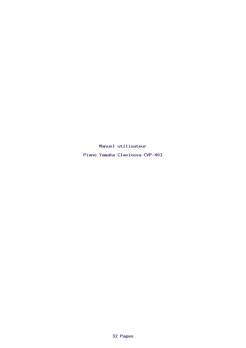 Page 1 de la notice Manuel utilisateur Yamaha Clavinova CVP-403
