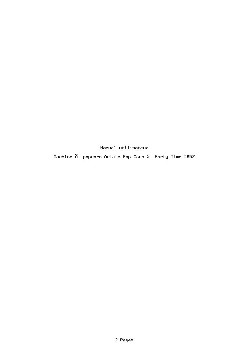 Page 1 de la notice Manuel utilisateur Ariete Pop Corn XL Party Time 2957
