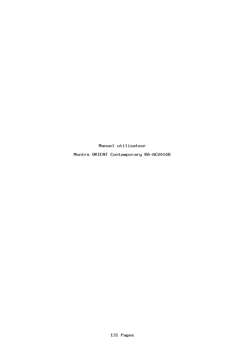 Page 1 de la notice Manuel utilisateur ORIENT Contemporary RA-AC0016B