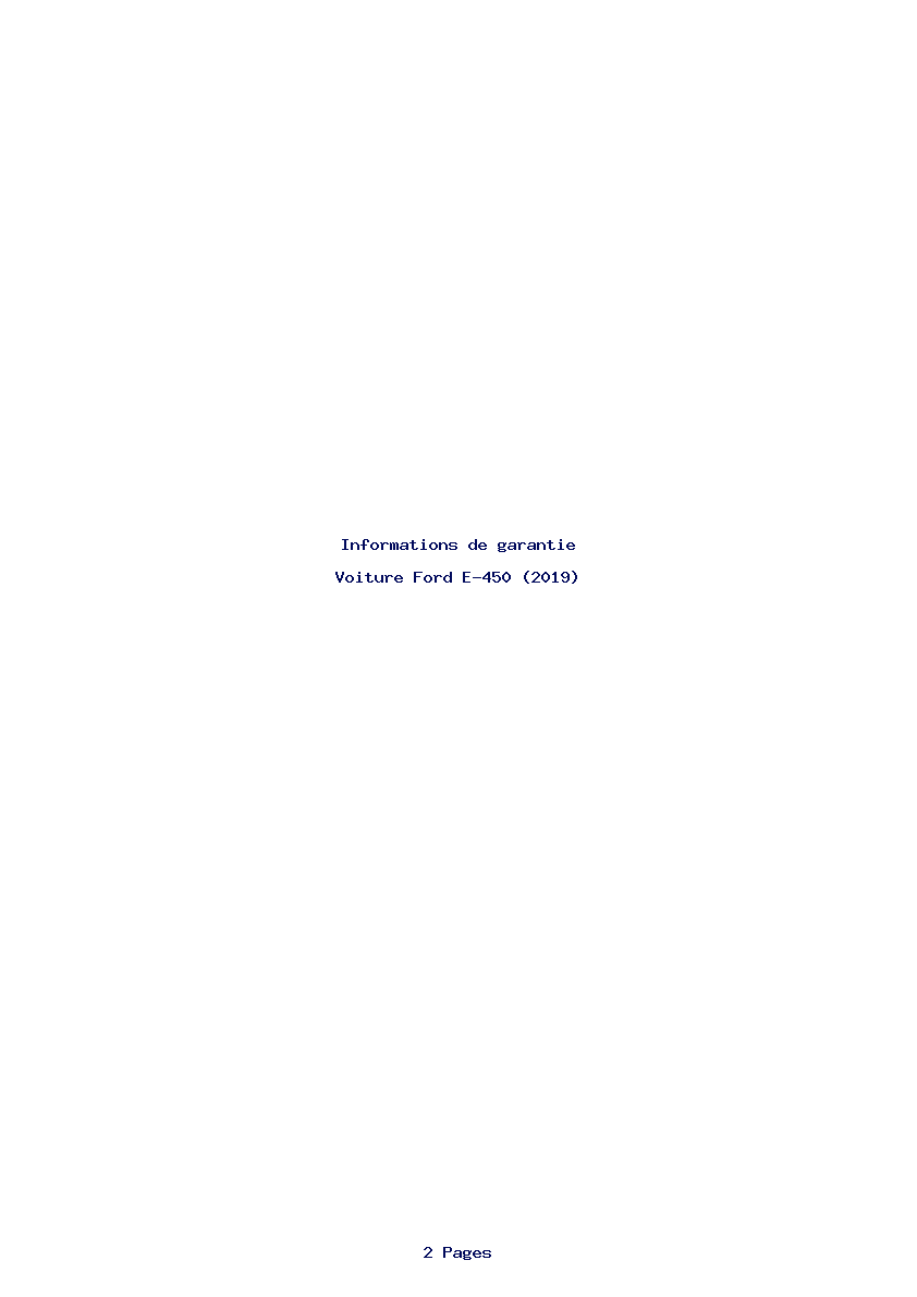 Page 1 de la notice Informations de garantie Ford E-450 (2019)