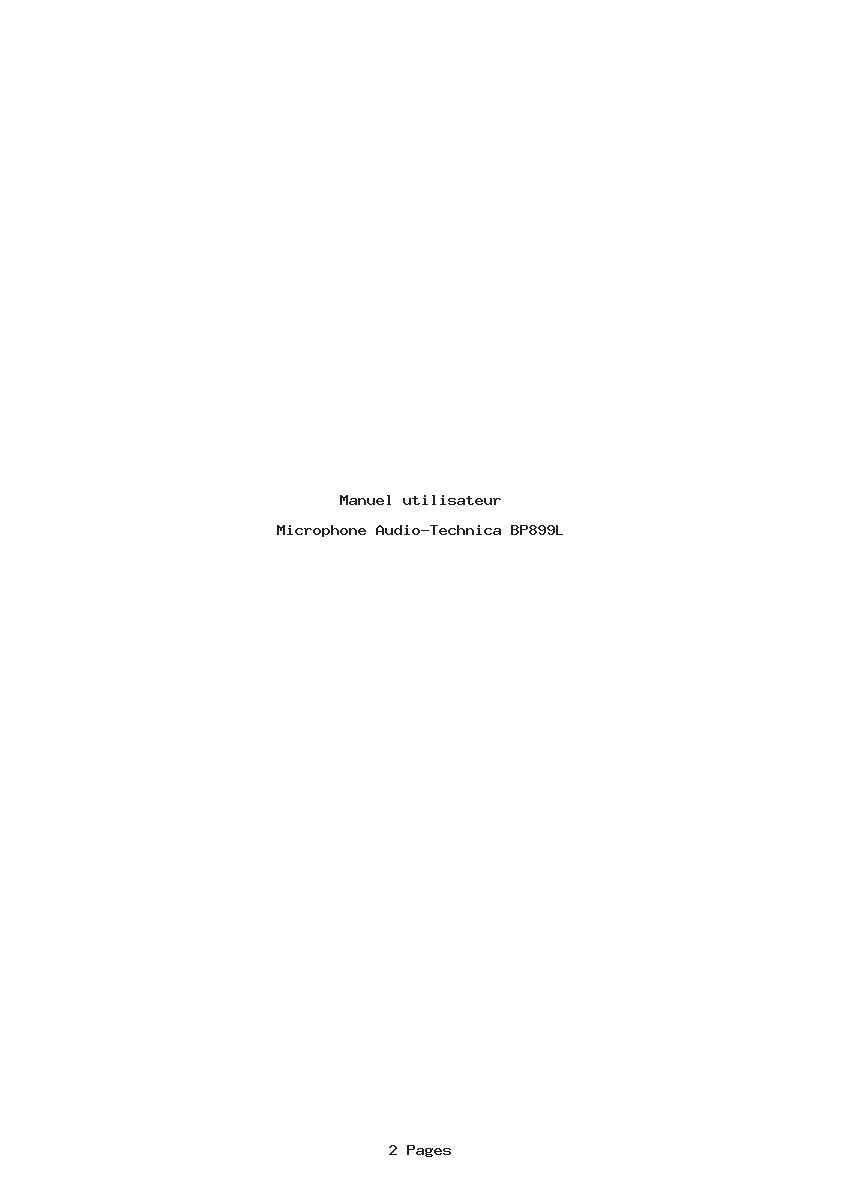 Page 1 de la notice Manuel utilisateur Audio-Technica BP899L