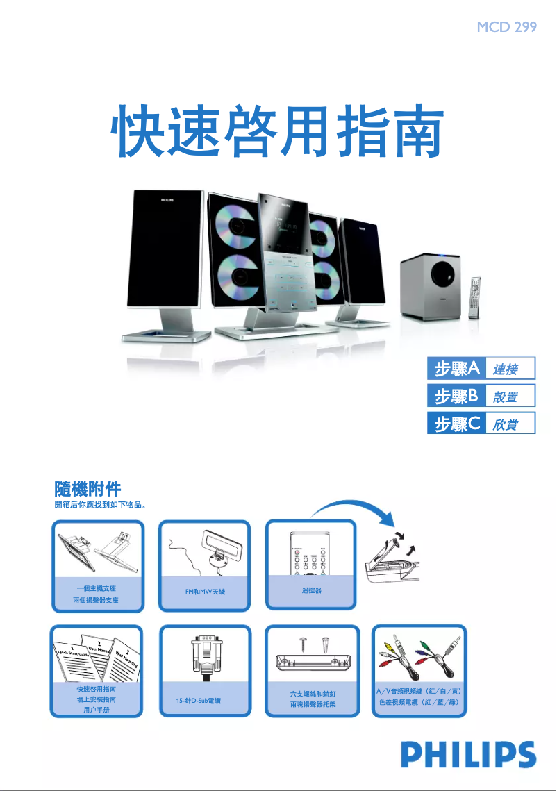 Page n°1 - Guide de démarrage rapide Philips MCD299