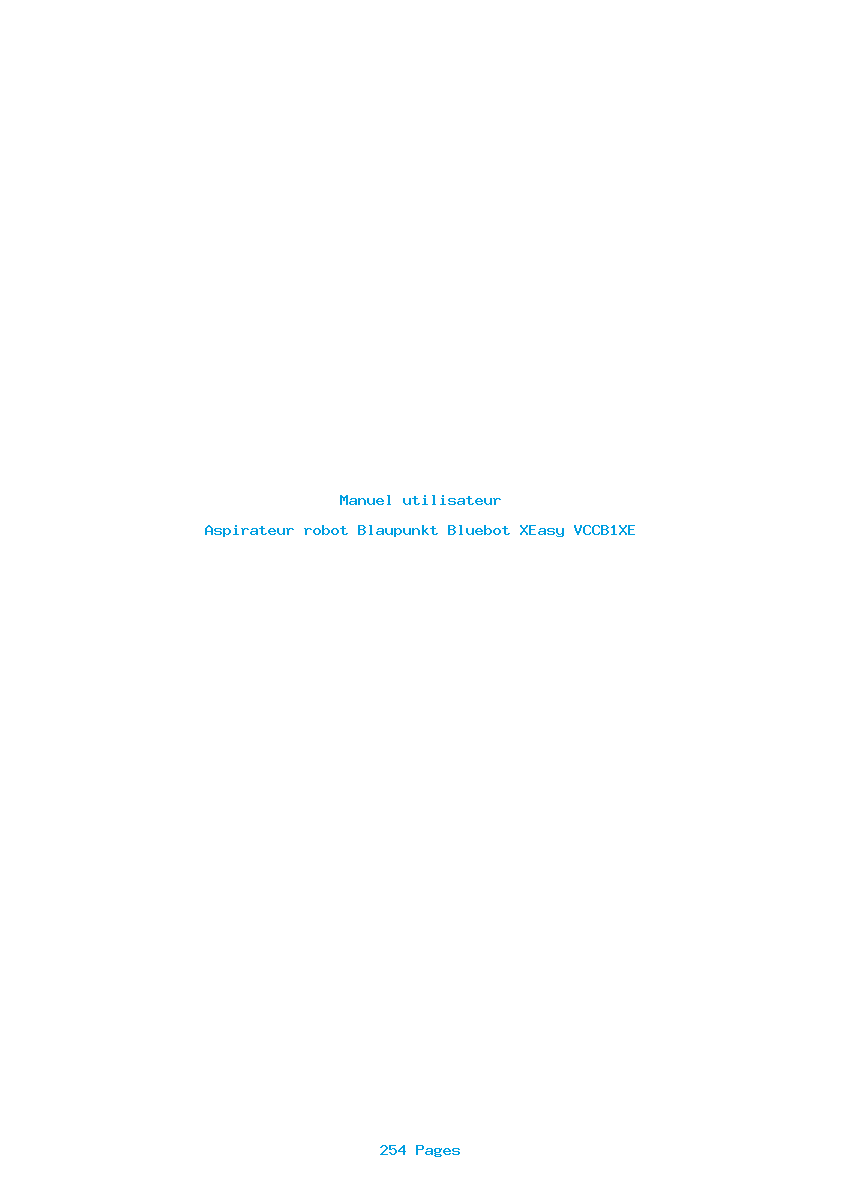 Page 1 de la notice Manuel utilisateur Blaupunkt Bluebot XEasy VCCB1XE