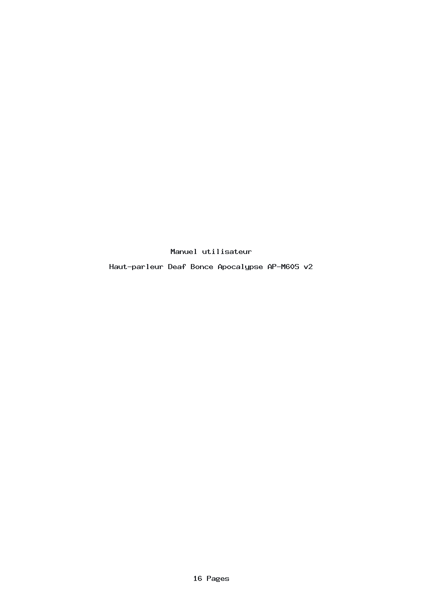 Page 1 de la notice Manuel utilisateur Deaf Bonce Apocalypse AP-M60S v2