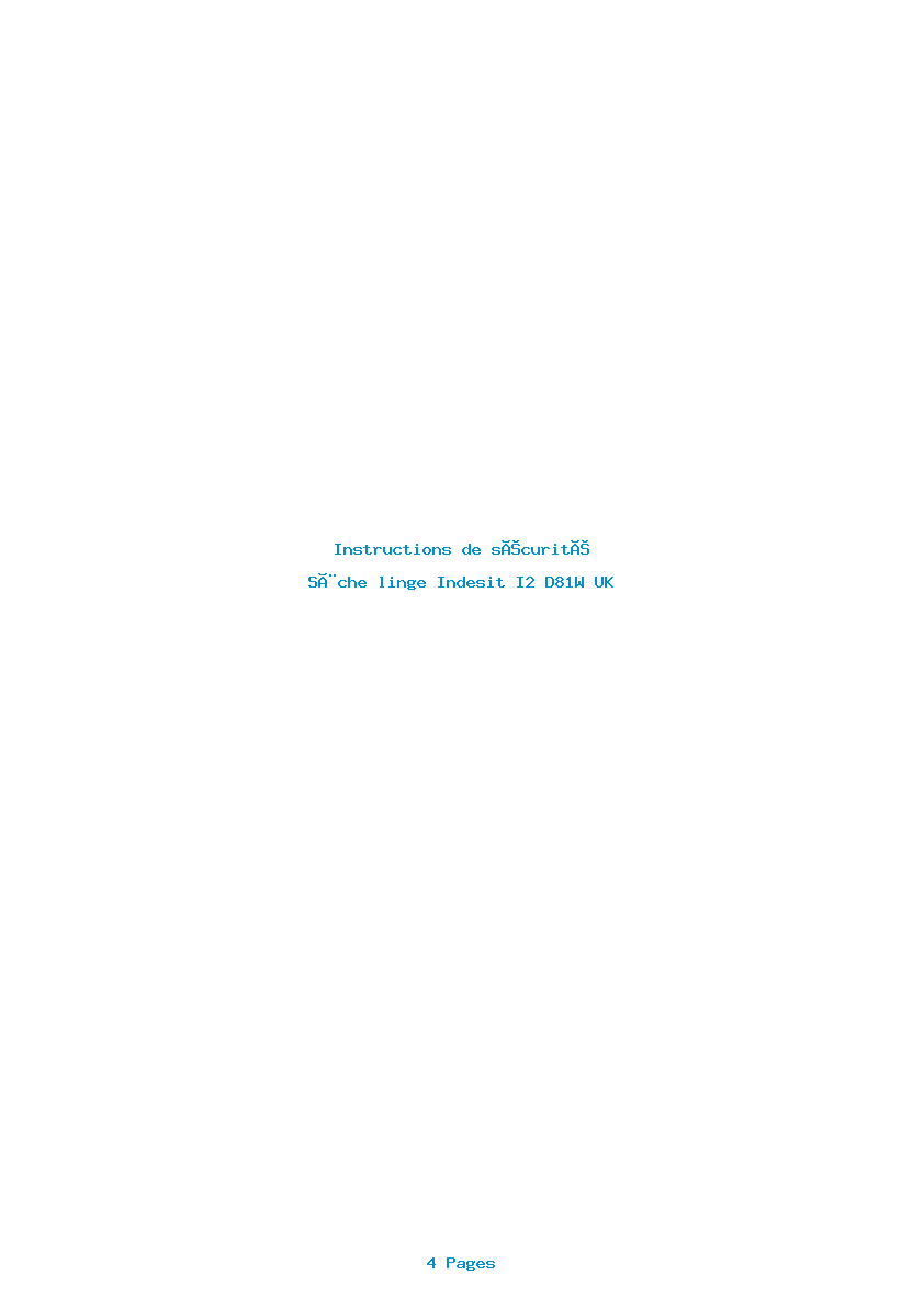Image de la première page du manuel de l'appareil I2 D81W UK