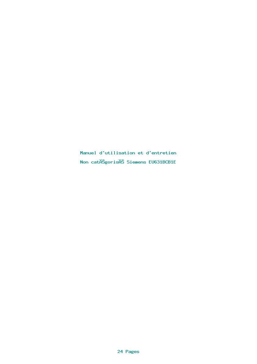 Page 1 de la notice Manuel d'utilisation et d'entretien Siemens EU631BCB1E