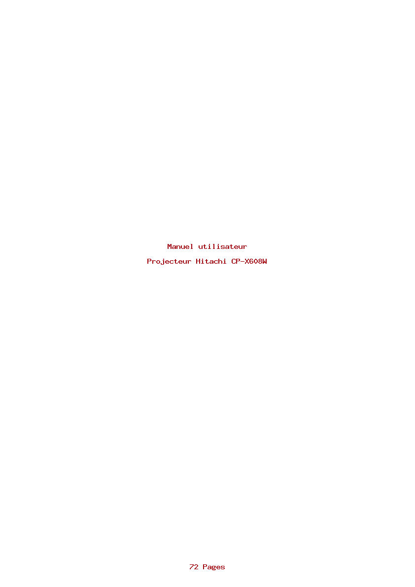 Page 1 de la notice Manuel utilisateur Hitachi CP-X608W