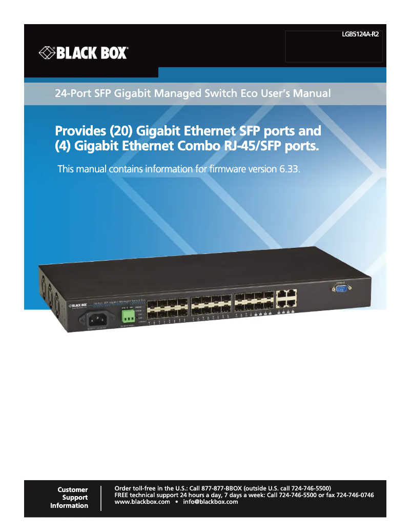 Page 1 de la notice Manuel utilisateur Black Box LGB5124A-R2