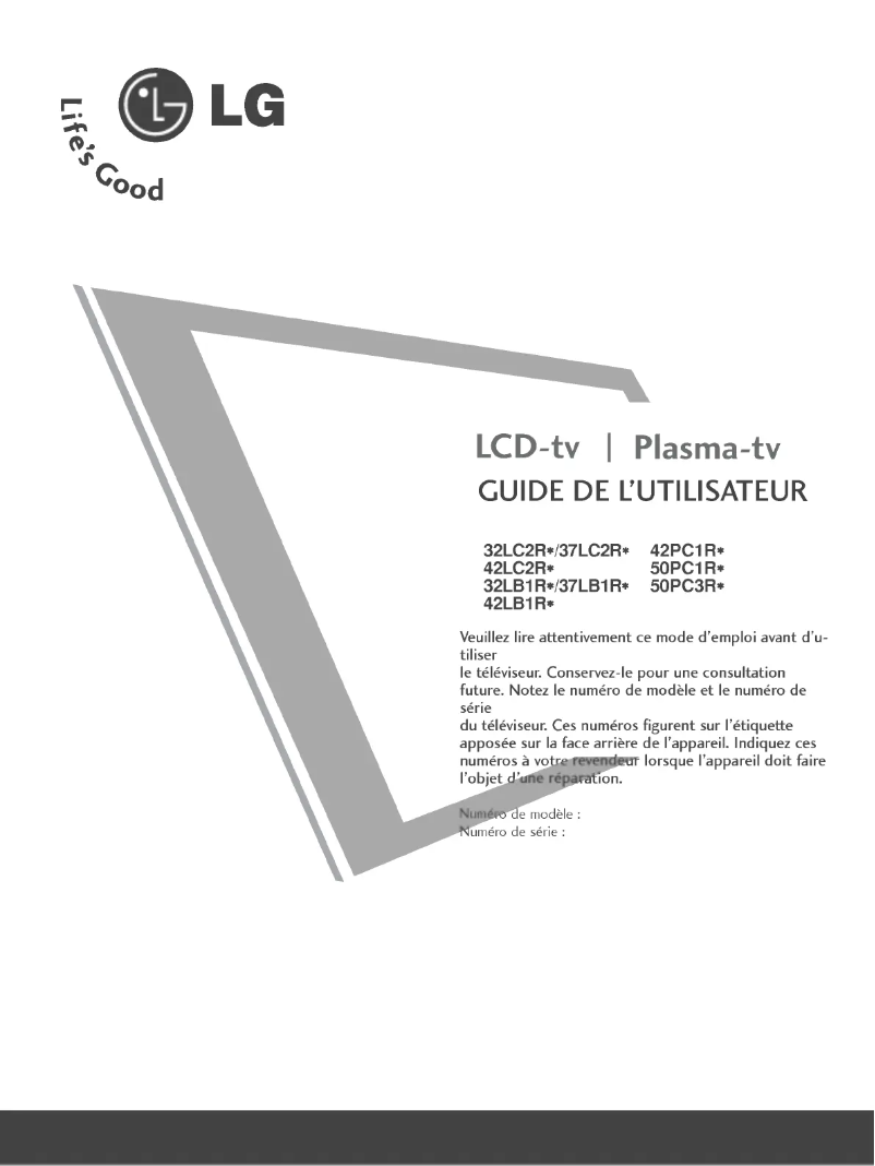 Page 1 de la notice Manuel utilisateur LG 42PC1R