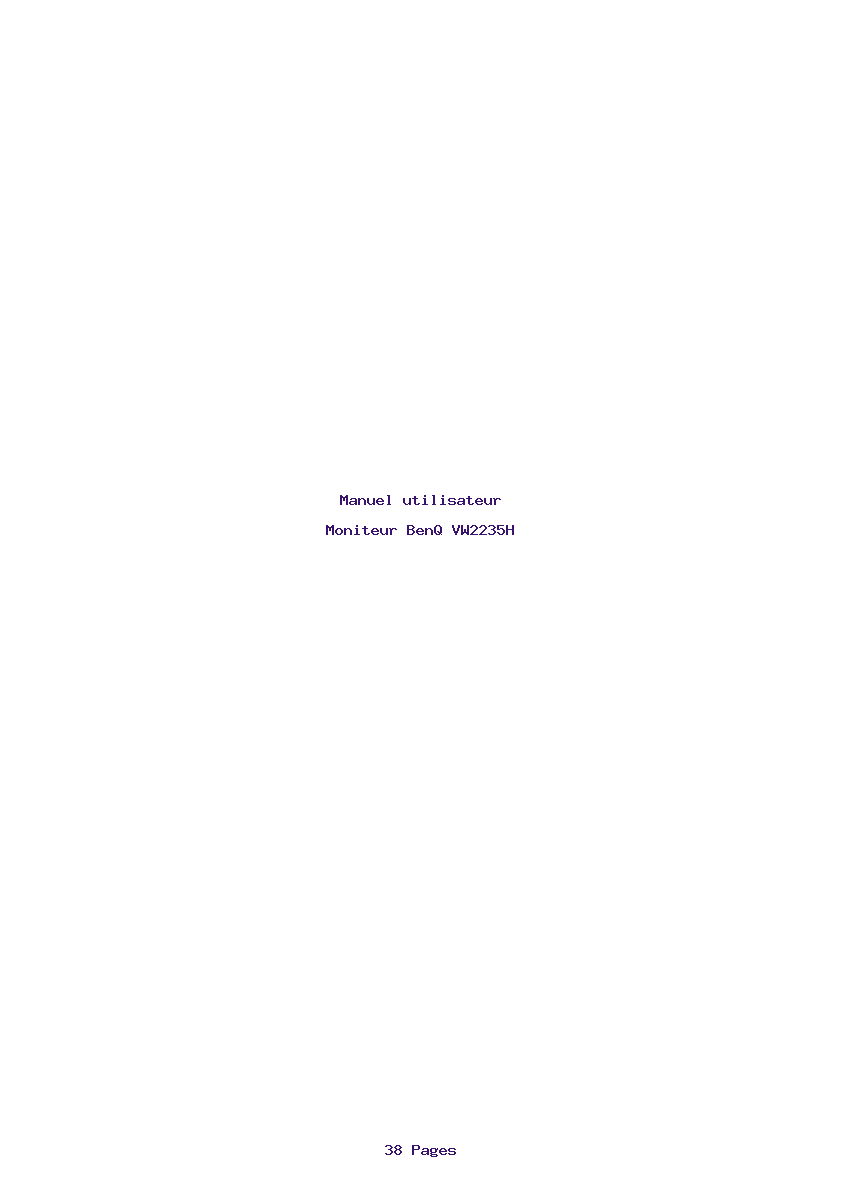 Page 1 de la notice Manuel utilisateur BenQ VW2235H