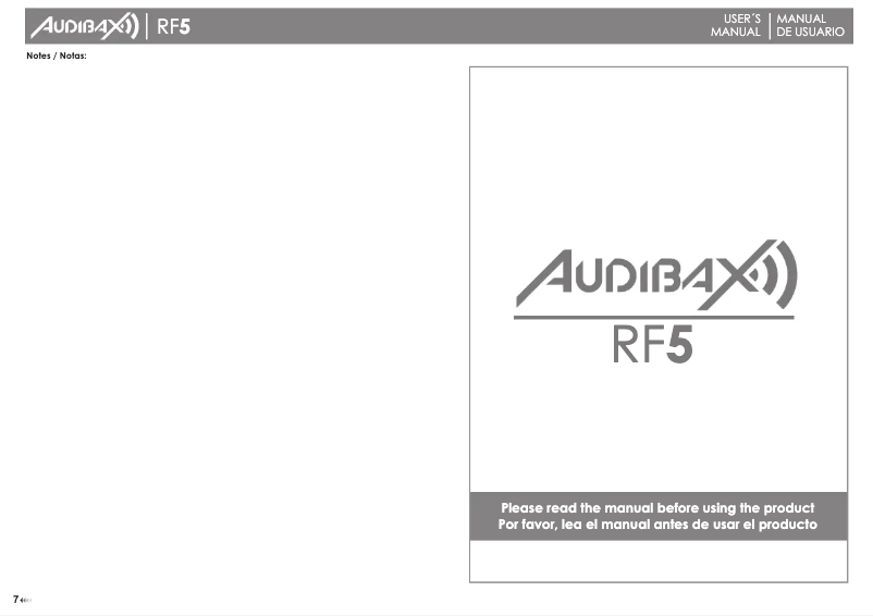 Page 1 of the manual User Manual Audibax RF5