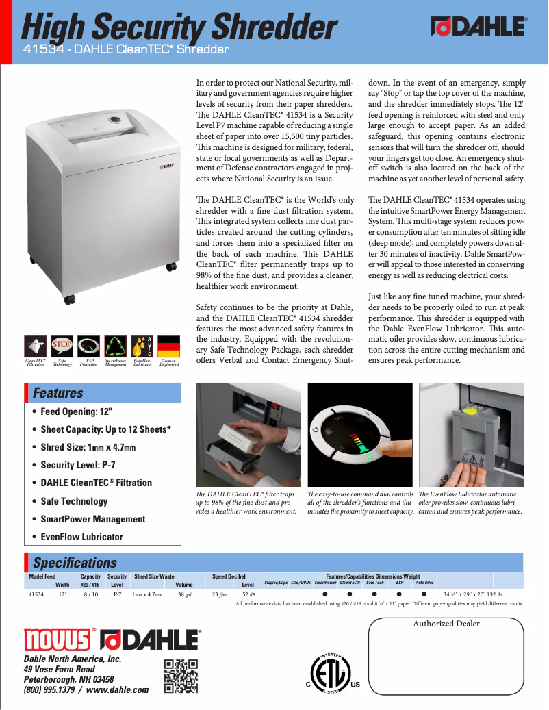 Page 1 de la notice Manuel utilisateur Dahle CleanTEC 41534