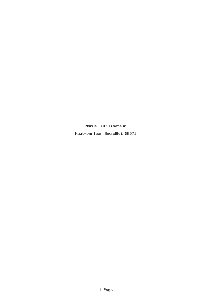 Page 1 de la notice Manuel utilisateur SoundBot SB571