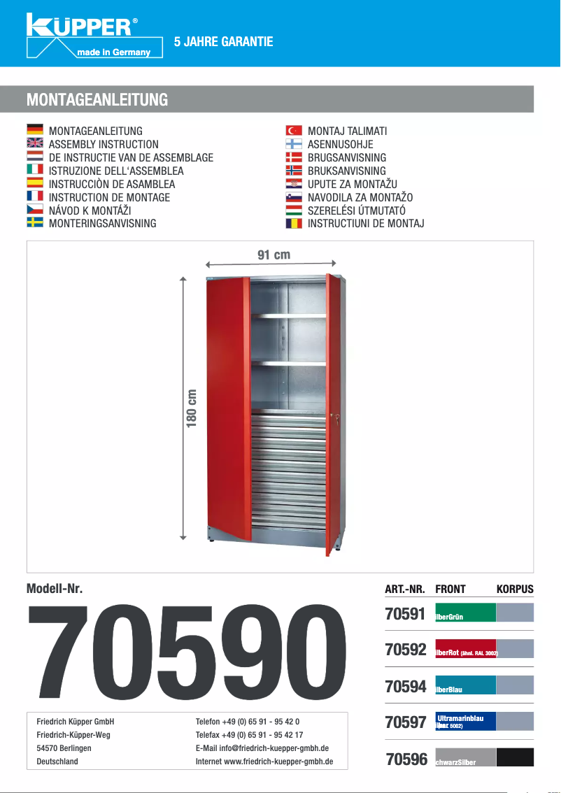 Page 1 de la notice Manuel utilisateur Küpper 70592