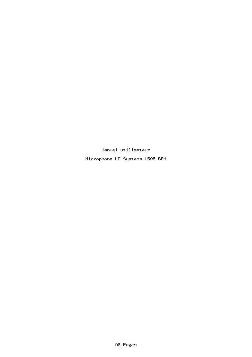 Page 1 de la notice Manuel utilisateur LD Systems U505 BPH